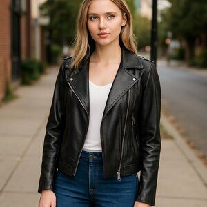 NWT Kut From The Kloth- Maeve Faux Leather Moto Jacket Black
